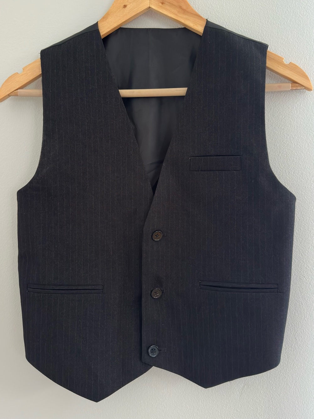 Classic Boy’s Pinstripe Vest in Black